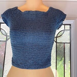 Streetwear Society- Stretchy Blue Jean Crop Top